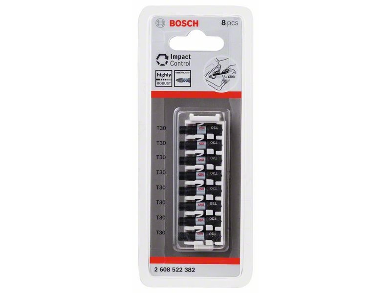 8-delni komplet vijačnih nastavkov Bosch PRO Torx Impact, T30, 25mm, 2608522382